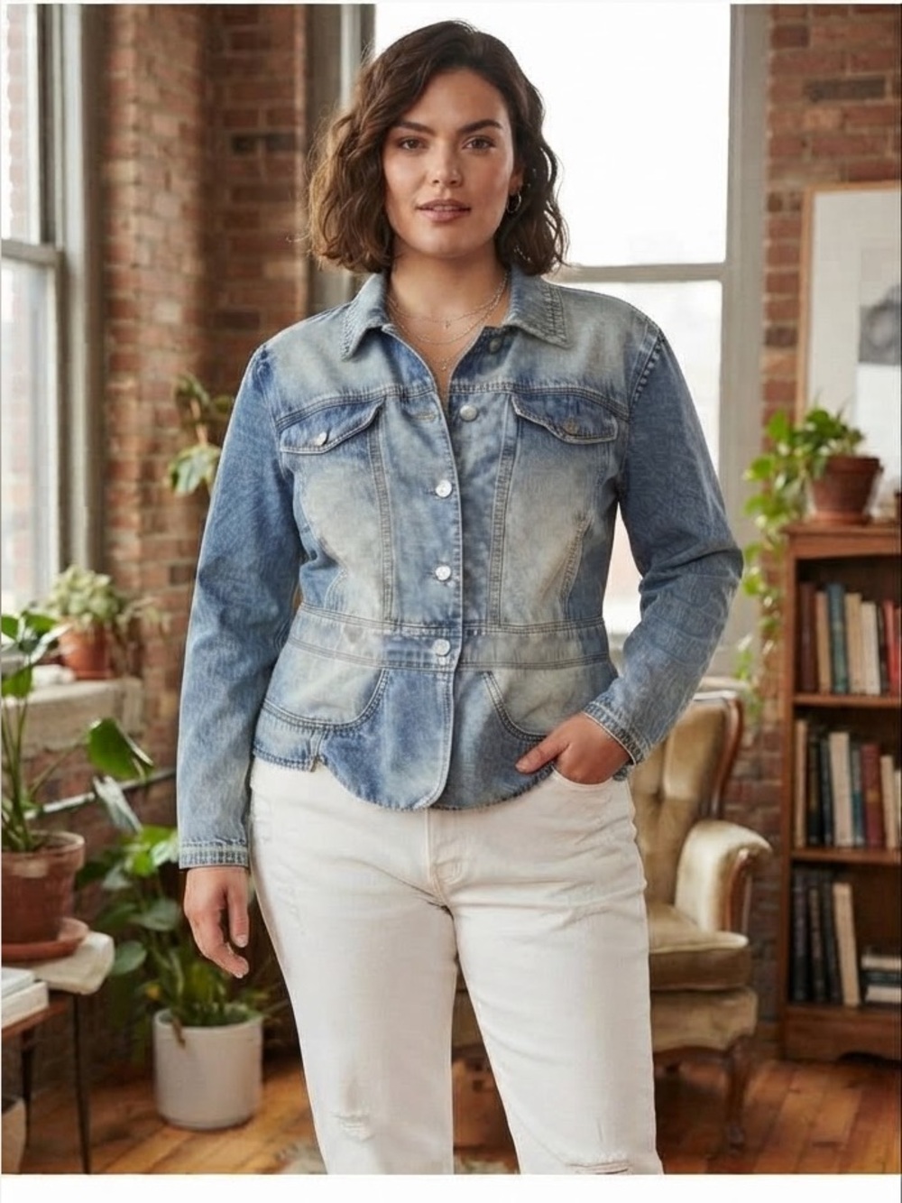 Baccini Denim Jacket in Washed Blue